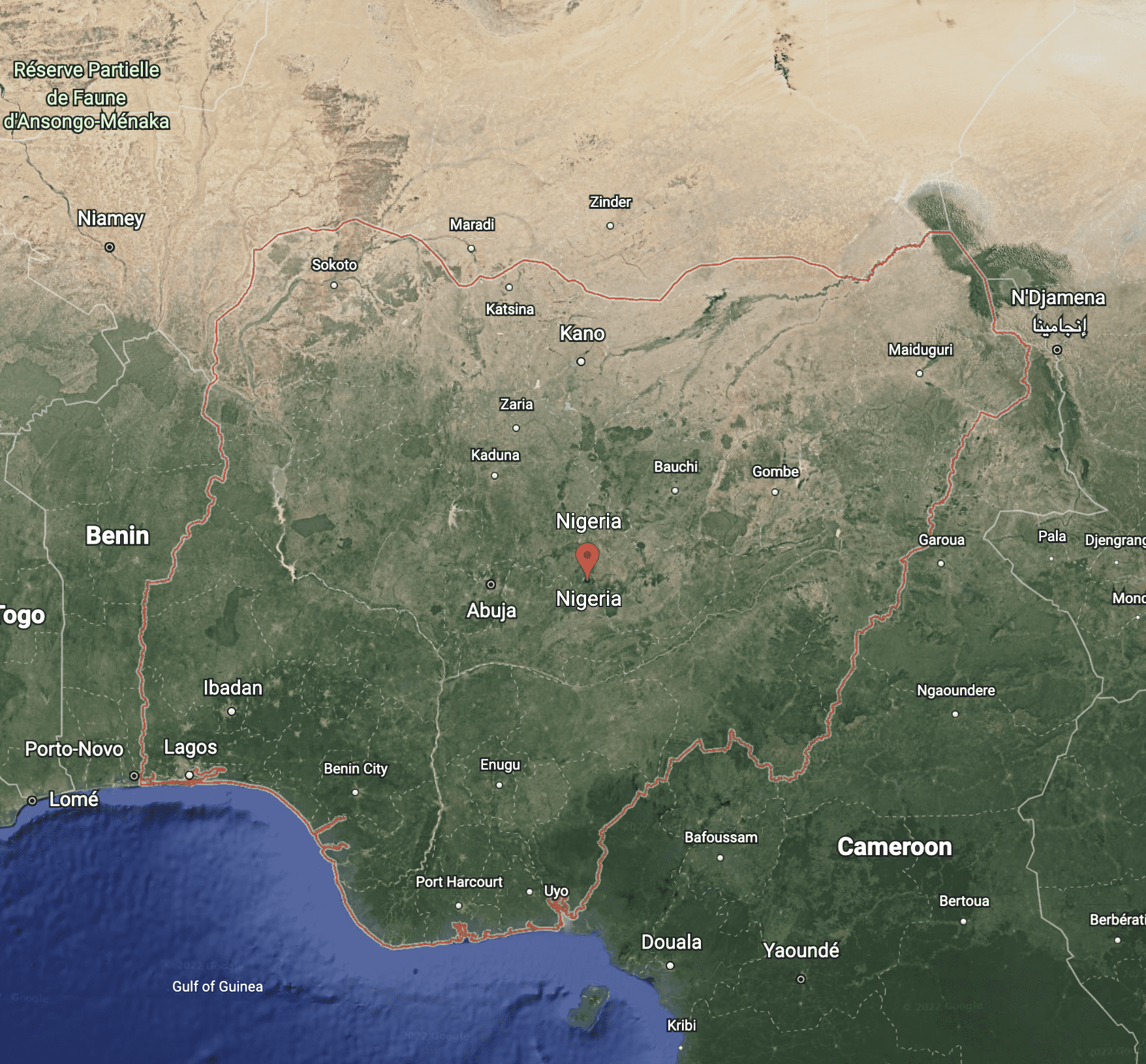 Google Earth Satellite Image of Nigeria
