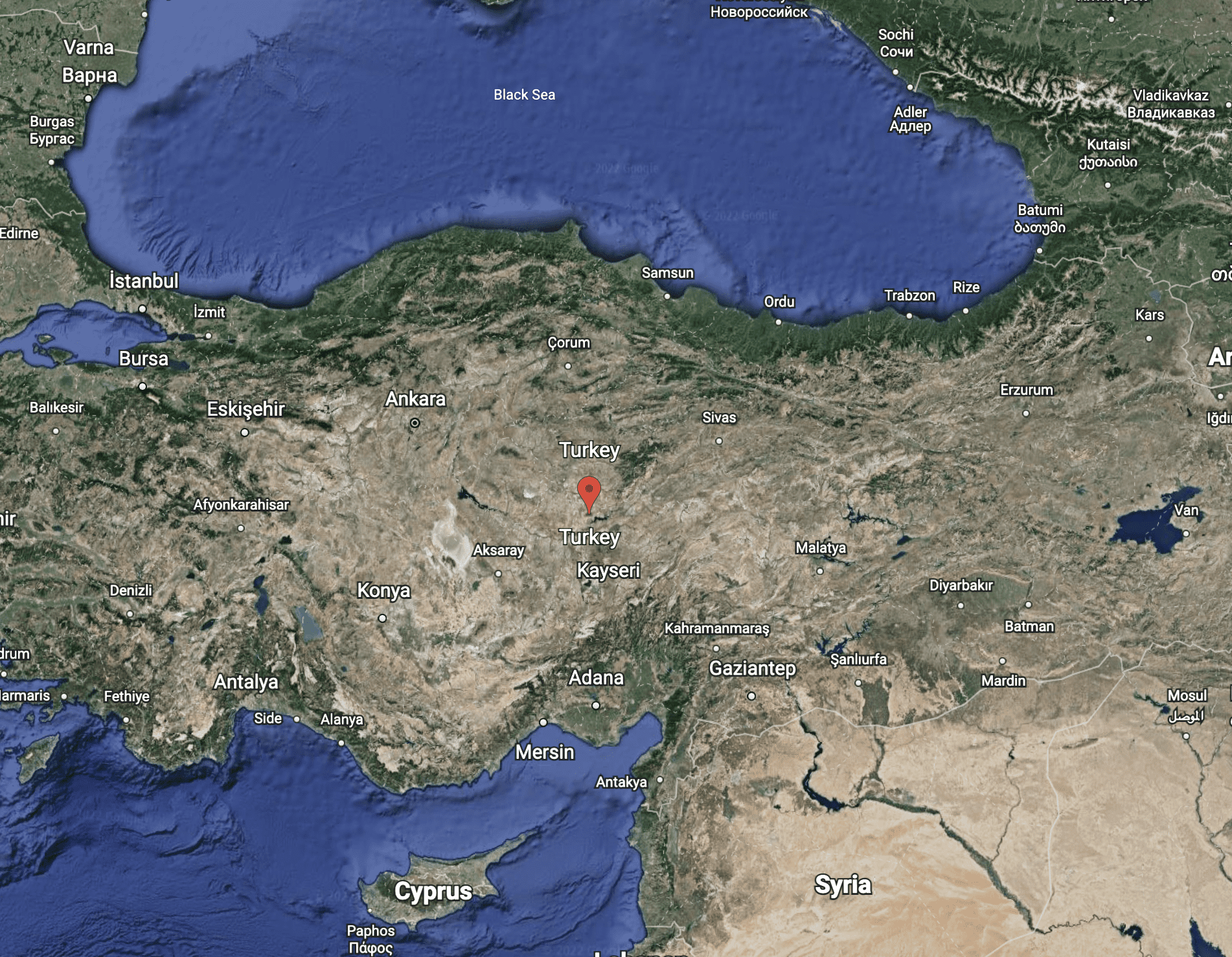Google Earth Satellite Image of Turkey