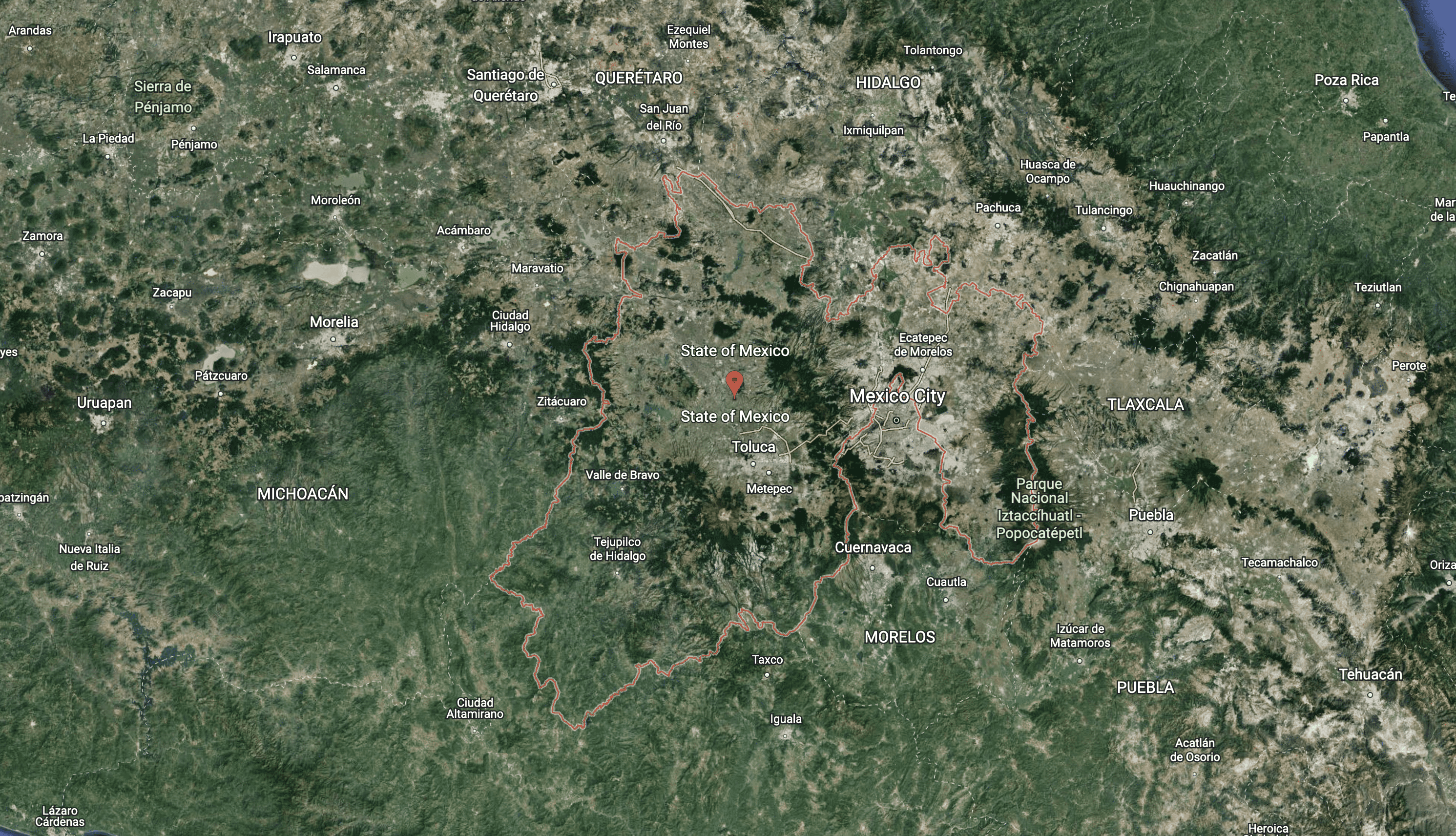 Google Earth Satellite Image of Mexico City
