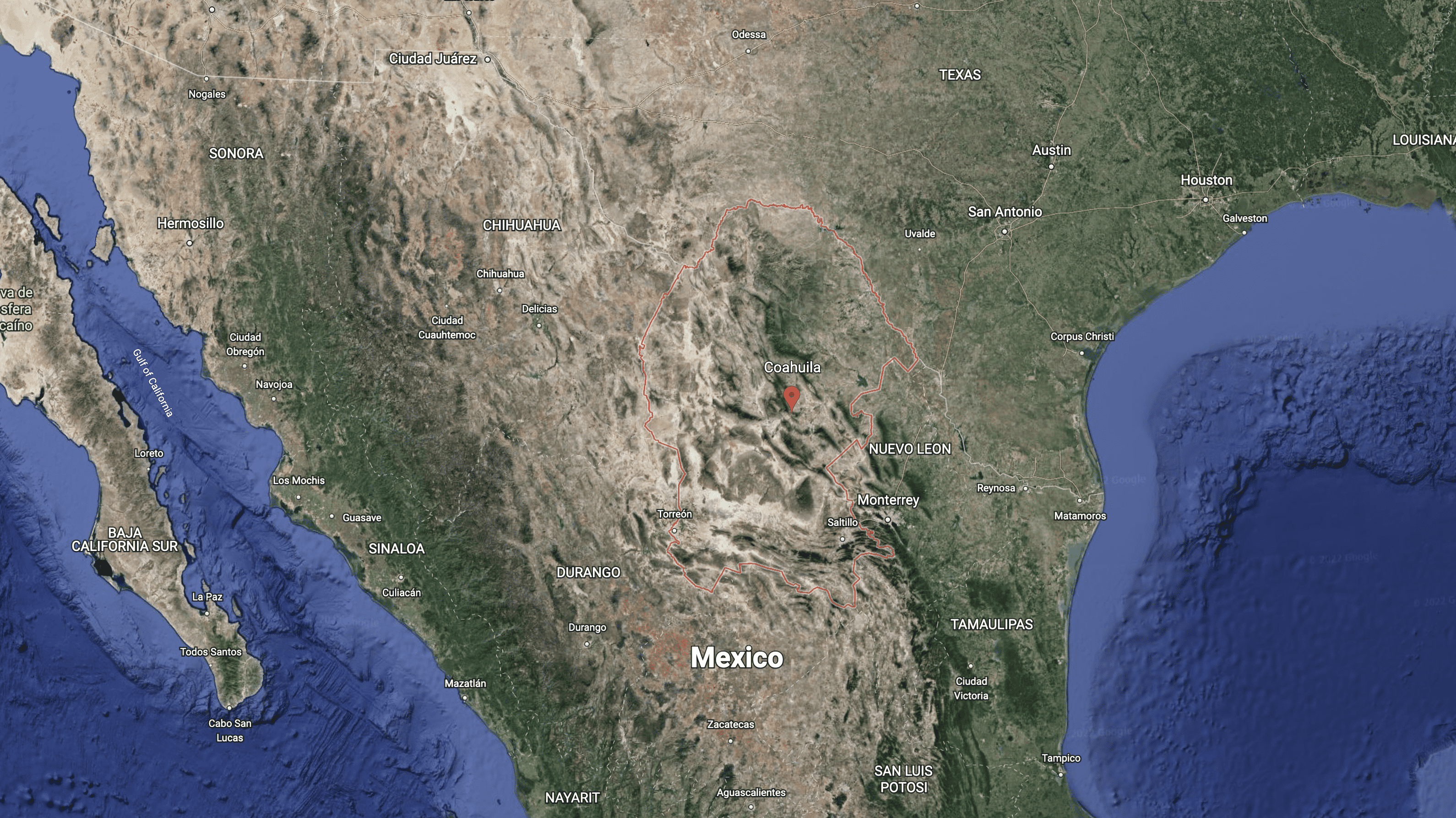 Google Earth Satellite Image of Coahuila Mexico