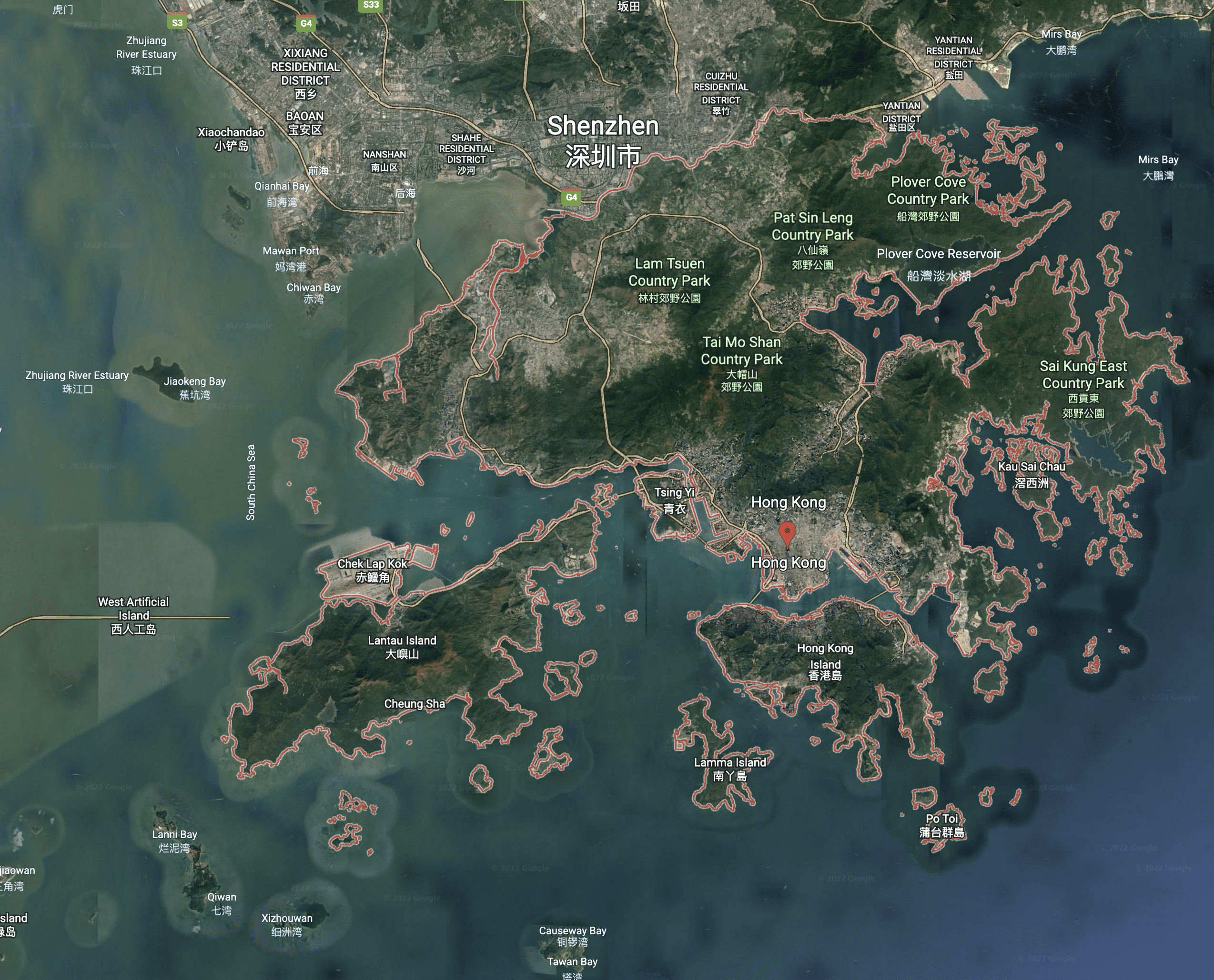 Google Earth Satellite Image of Hong Kong