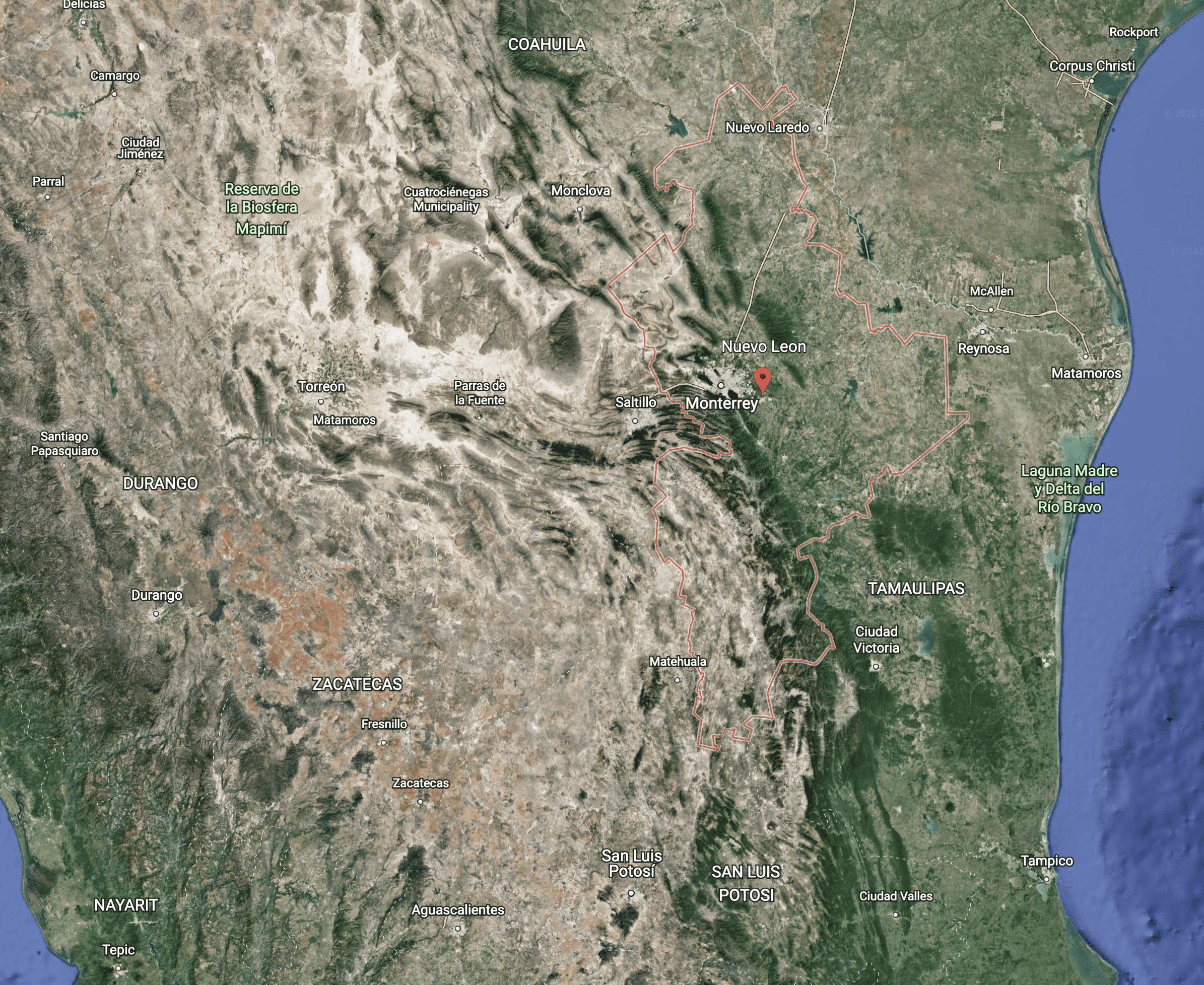 Google Earth Satellite Image of Nuevo Leon Mexico