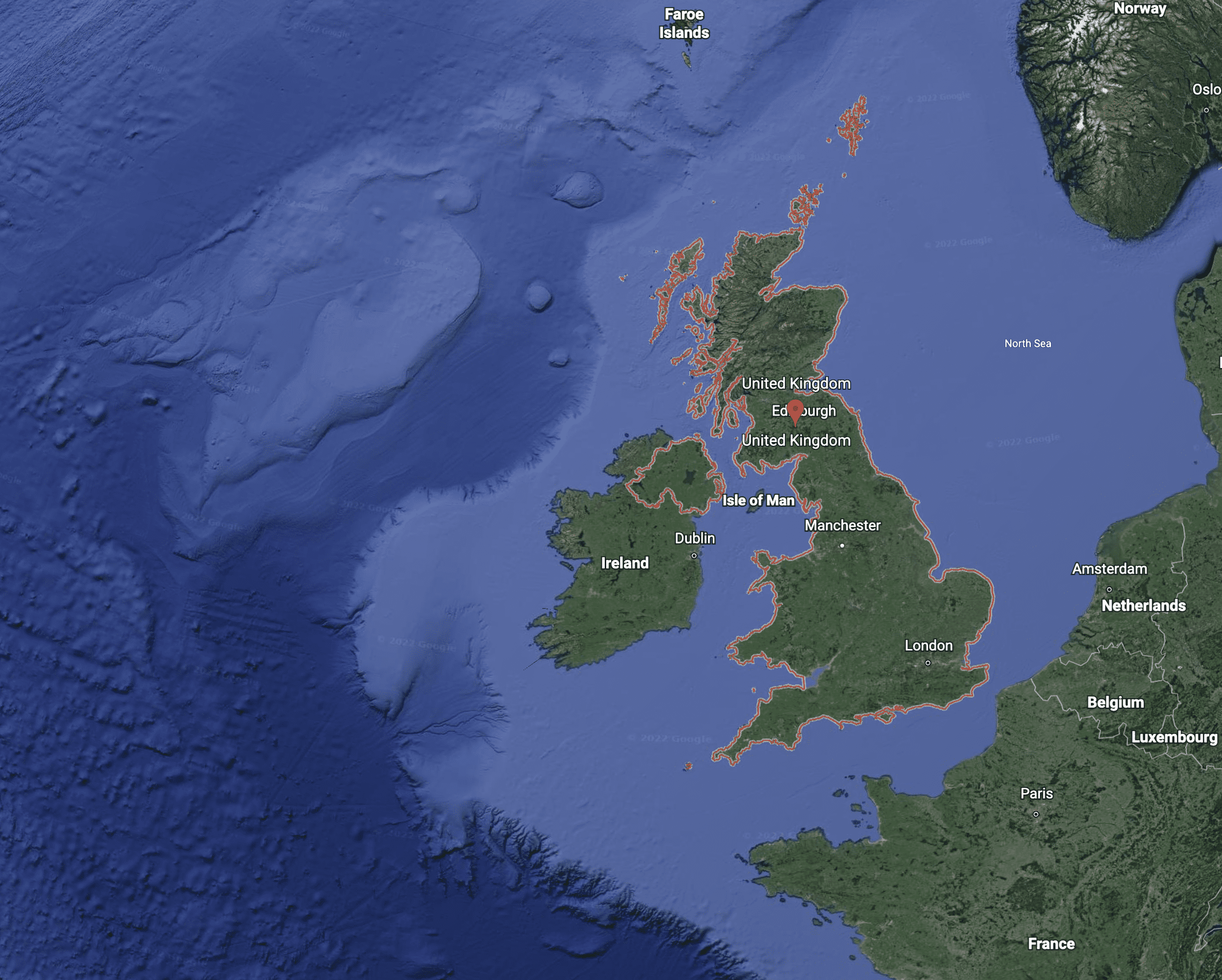 Google Earth Satellite Image of UK