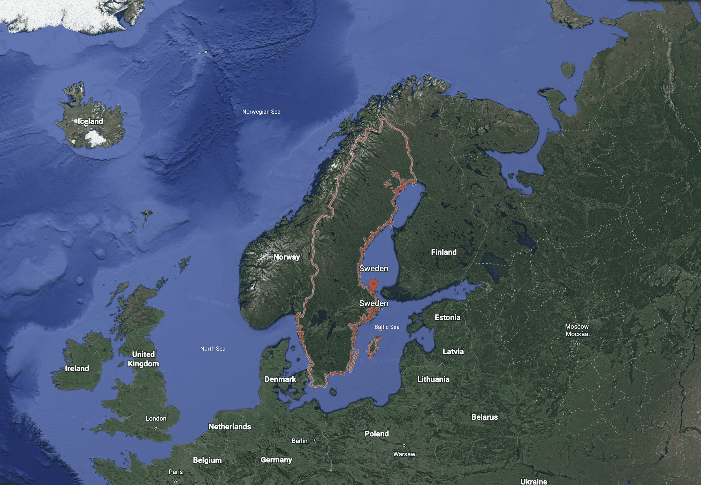 Google Earth Satellite Image of Sweden