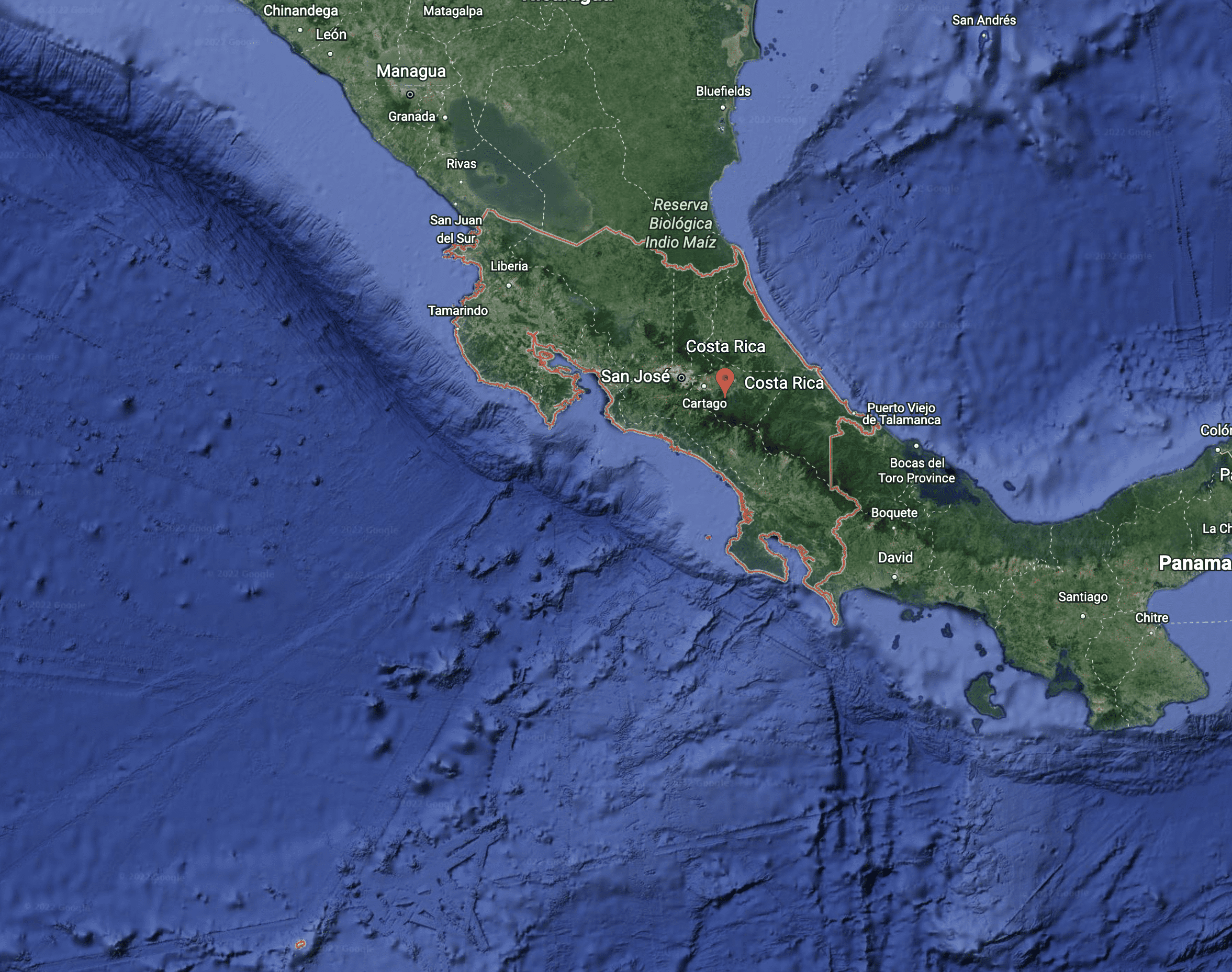 Google Earth Satellite Image of Costa Rica