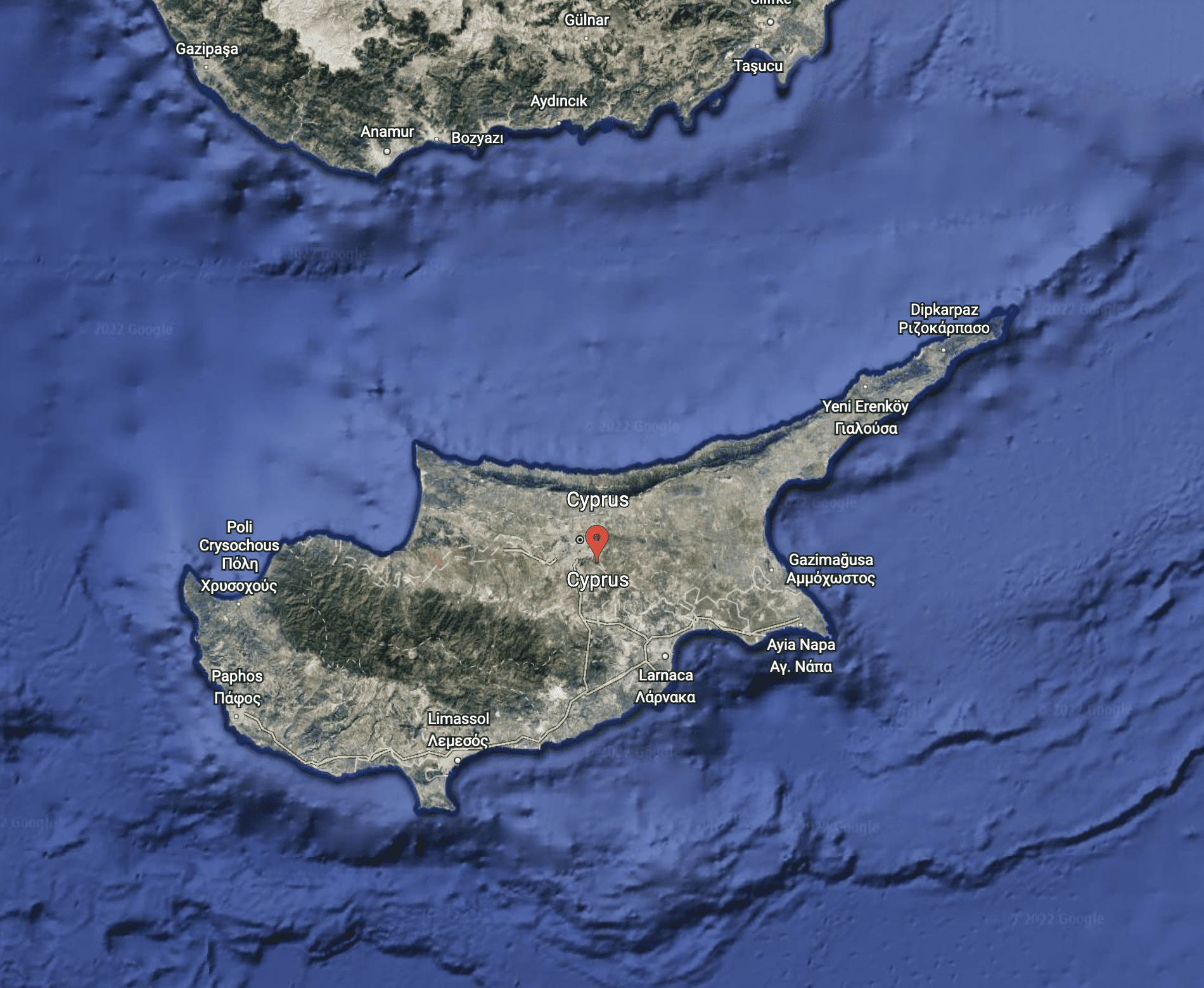 Google Earth Satellite Image of Cyprus
