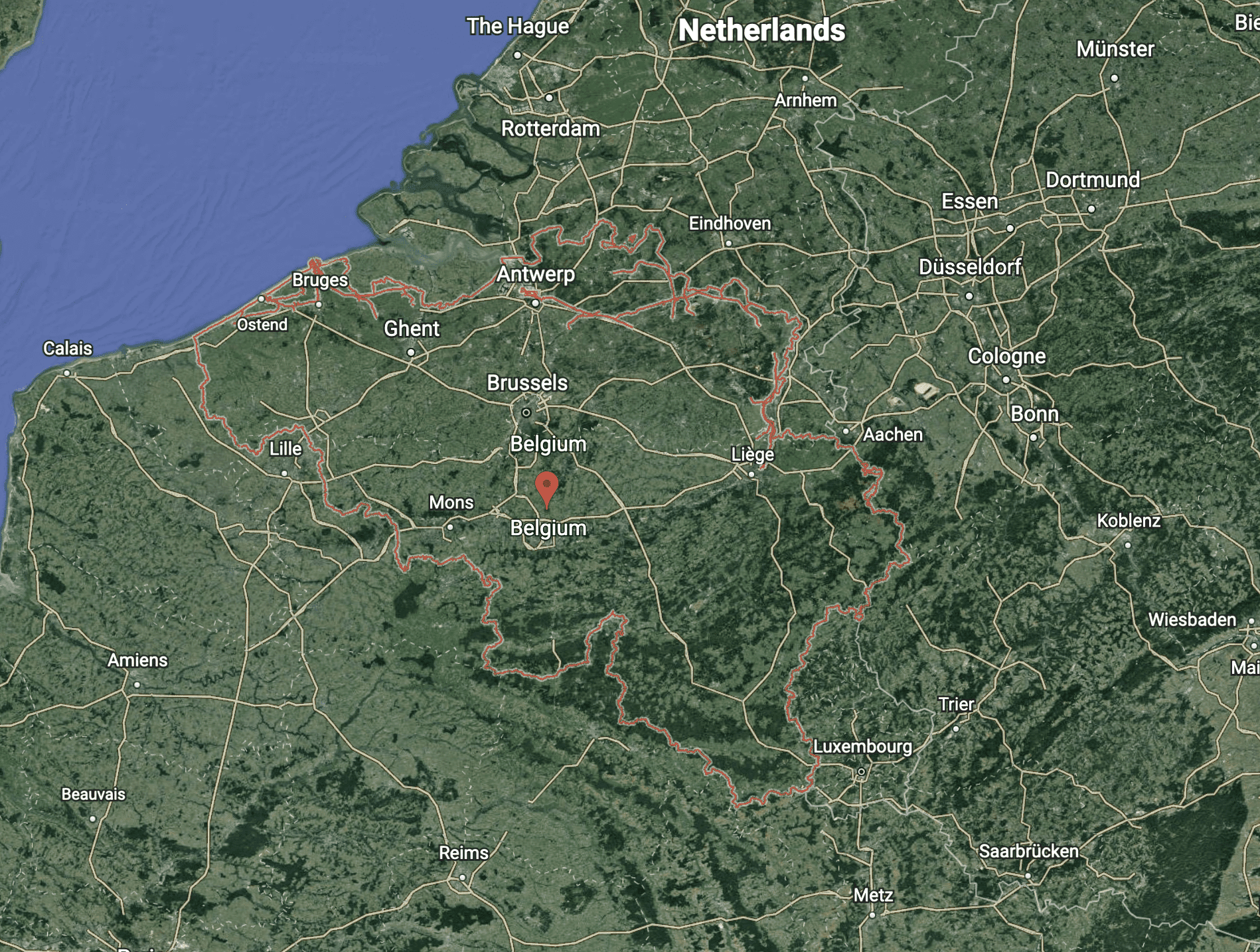 Google Earth Satellite Image of Belgium