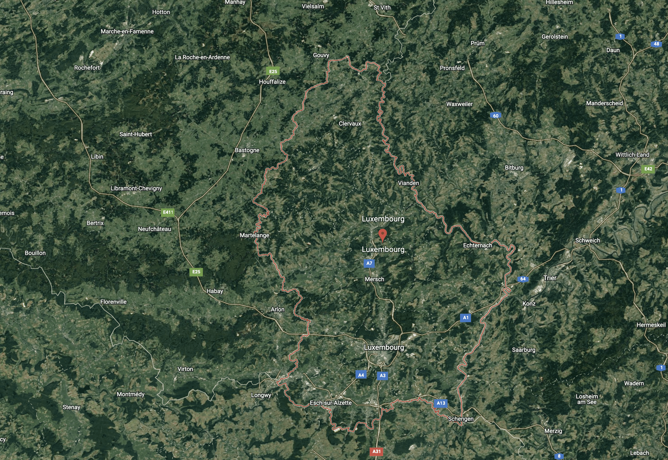 Google Earth Satellite Image of Luxembourg