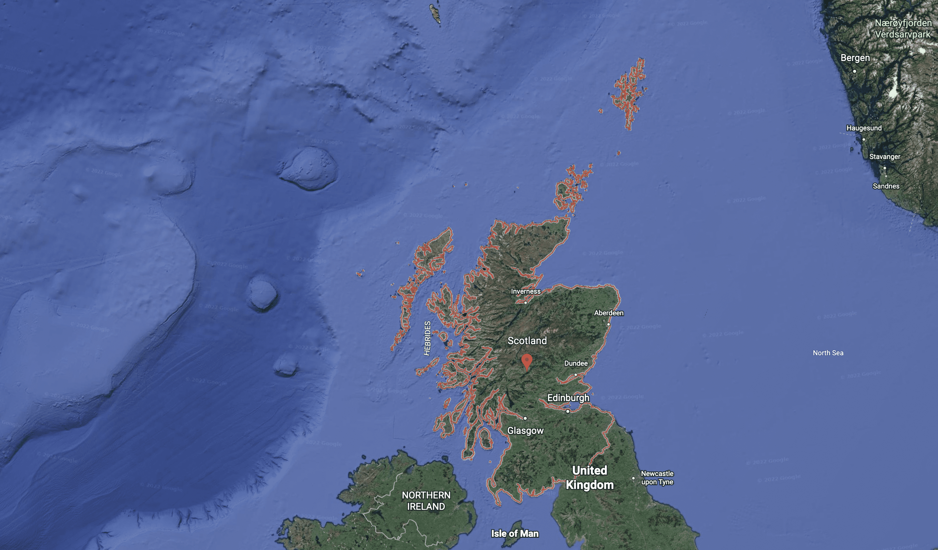 Google Earth Satellite Image of Scotland