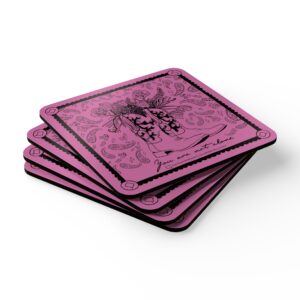 $20 Donation: Cork Coaster Set – “You Are Not Alone” (Pink)